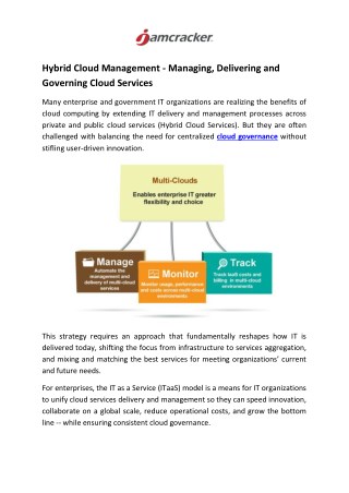Hybrid Cloud Management - Managing, Delivering and Governing Cloud Services