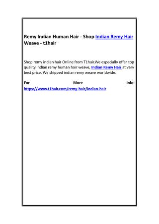 Remy Indian Human Hair - Shop Indian Remy Hair Weave - t1hair