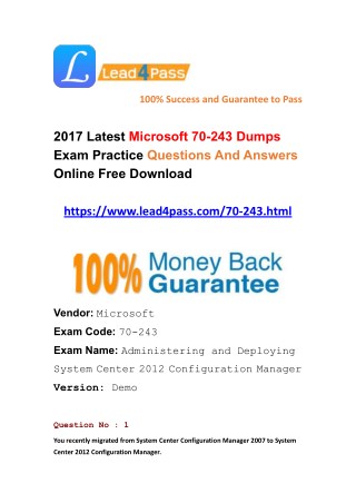 Latest Microsoft 70-243 Dumps Exam Practice Questions And Answers