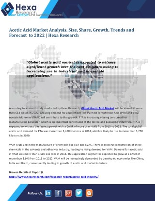 Acetic Acid Market Size, Share | Industry Report, 2022