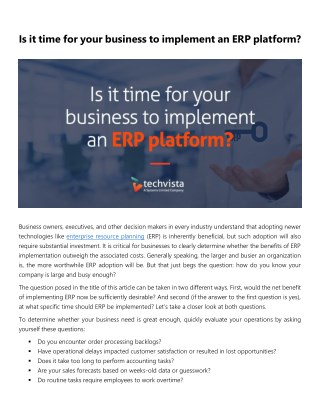 Is it time for your business to implement an ERP platform?