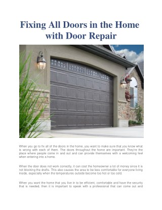 Fixing All Doors in the Home with Door Repair