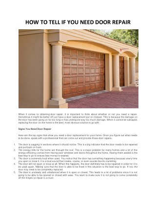 HOW TO TELL IF YOU NEED DOOR REPAIR