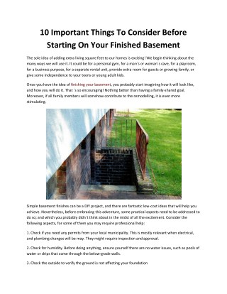 10 Important Things To Consider Before Starting On Your Finished Basement