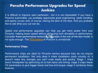 Porsche Performance Upgrades for Speed Junkies