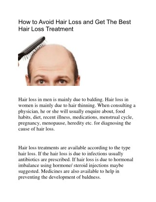 How To Avoid Hair Loss and Get The best Hair Loss Treatment