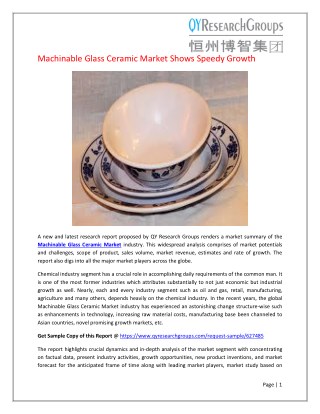 Global Machinable Glass Ceramic Market Research Report 2017