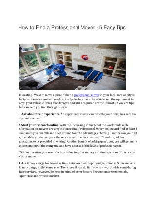 How to find a professional mover - 5 easy tips