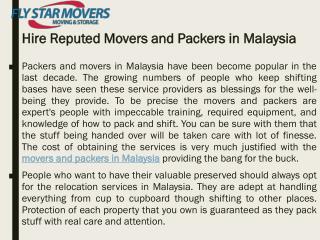 Hire Reputed Movers and Packers in Malaysia