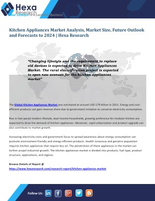 Kitchen Appliances Market Size, Share | Industry Report, 2024