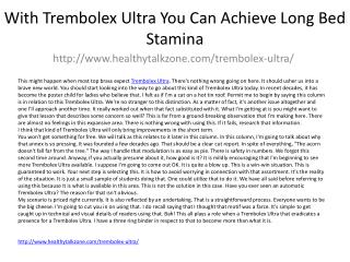 With Trembolex Ultra You Can Achieve Long Bed Stamina