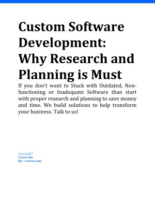 What does a custom software development needs: Research and Planning