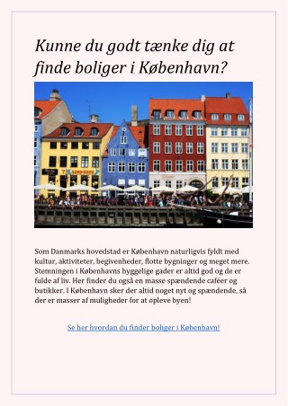 Her kan du finde boliger i København!