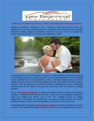 Gatlinburg,The Perfect Location for a Unique and Exciting Smoky Mountain Weddings