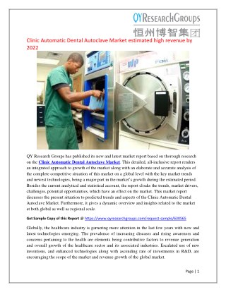 Global Clinic Automatic Dental Autoclave Market Report