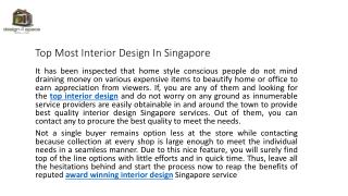 Top Most Interior Design In Singapore