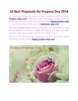 10 best proposals for propose day 2018