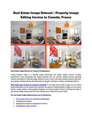 Real Estate Photo Retouch | Property Photo Editing Services to Canada, France