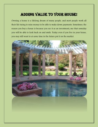 Adding Value To Your House