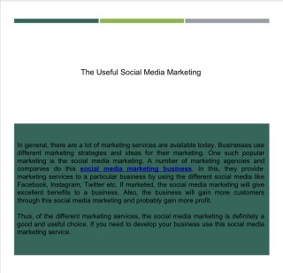 The Useful Social Media Marketing