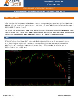 Capital Ways Weekly Equity Report 4th Dec 2017