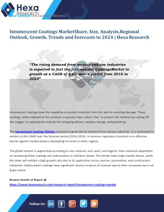 Global Intumescent Coatings Market is Expected to Witness Rapid Growth till 2024