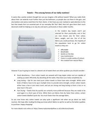 Towels – The unsung heroes of our daily routines!