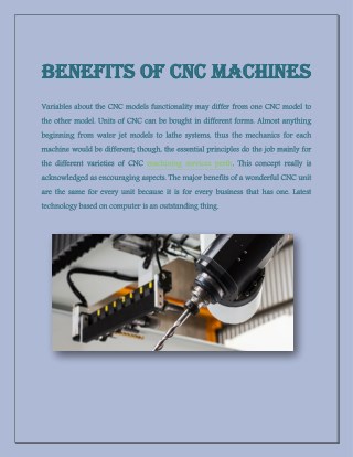 Benefits of CNC Machines