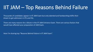 IIT JAM - Top Reasons Behind Failure