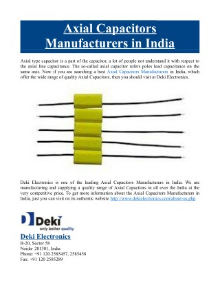Axial Capacitors Manufacturers in India