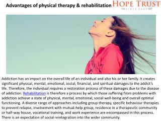 Advantages of physical therapy & rehabilitation