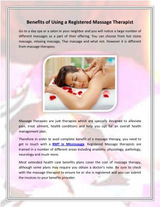 Benefits of Using a Registered Massage Therapist