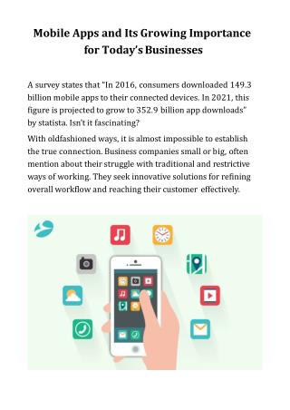 Mobile Apps and Its Growing Importance for Todayâ€™s Businesses