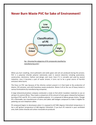 Never Burn Waste PVC for Sake of Environment!