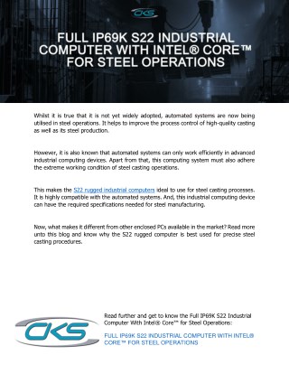 Full IP69K S22 Industrial Computer With IntelÂ® Coreâ„¢ for Steel Operations