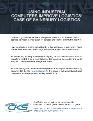 Using Industrial Computers Improve Logistics: Case of Sainsbury Logistics