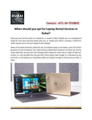 When should you opt for Laptop Rental in Dubai?