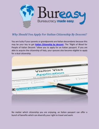 Why should you apply for Italian Citizenship by descent?