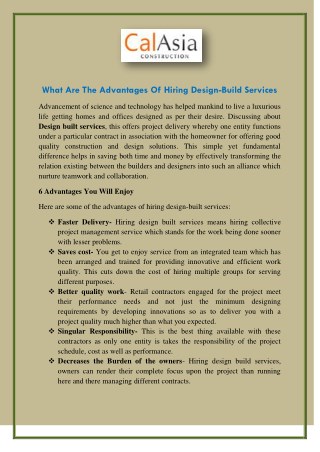 What Are The Advantages Of Hiring Design-Build Services