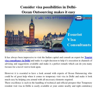 Tourist Visa Consultancy in Delhi