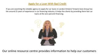 apply for a loan with bad credit