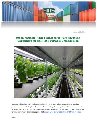 Urban Farming: Three Reasons to Turn Shipping Containers for Sale into Portable Greenhouses