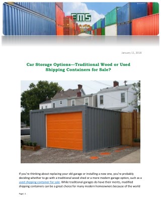Car Storage Optionsâ€”Traditional Wood or Used Shipping Containers for Sale?