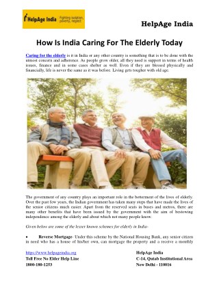 How Is India Caring For The Elderly Today