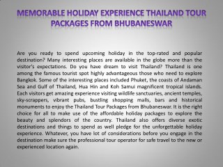 Memorable Holiday Experience Thailand Tour Packages From Bhubaneswar