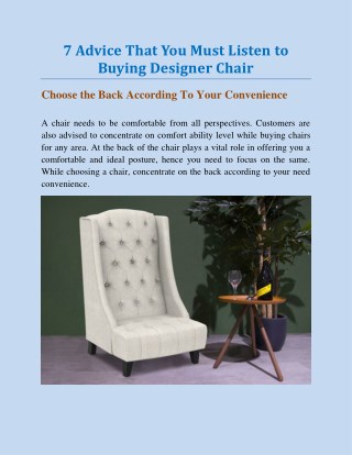 7 Advices Before Buying Designer Chair