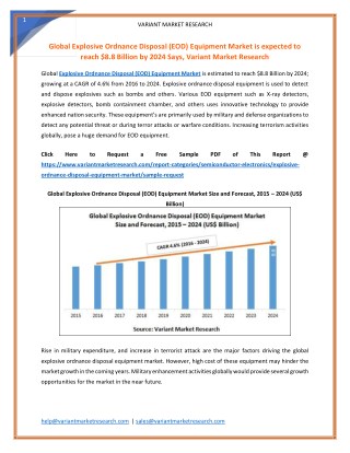 Global Explosive Ordnance Disposal (EOD) Equipment Market is expected to reach $8.8 Billion by 2024 Says, Variant Market