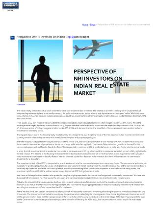Perspective of nri investors on indian real estate market