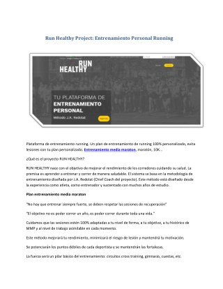 Run Healthy Project: Entrenamiento Personal Running
