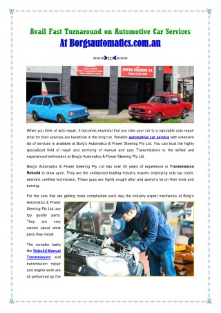 Automotive Car Services At Borgs Automatics